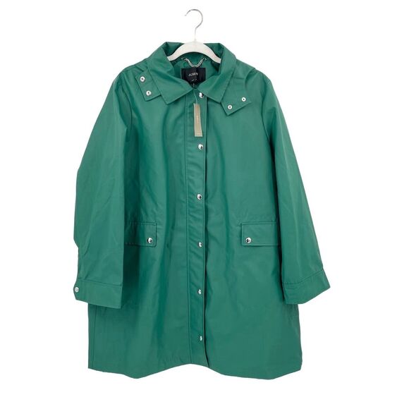 J. Crew Jackets & Blazers - J. Crew Women's Classic Raincoat XXL Green Hooded Long Casual Spring Jacket NWT